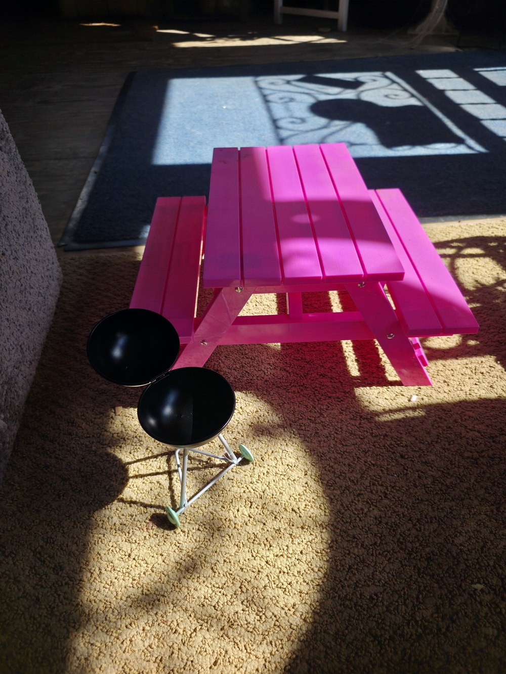 Bright Hot Pink Slatted Mini Picnic Table